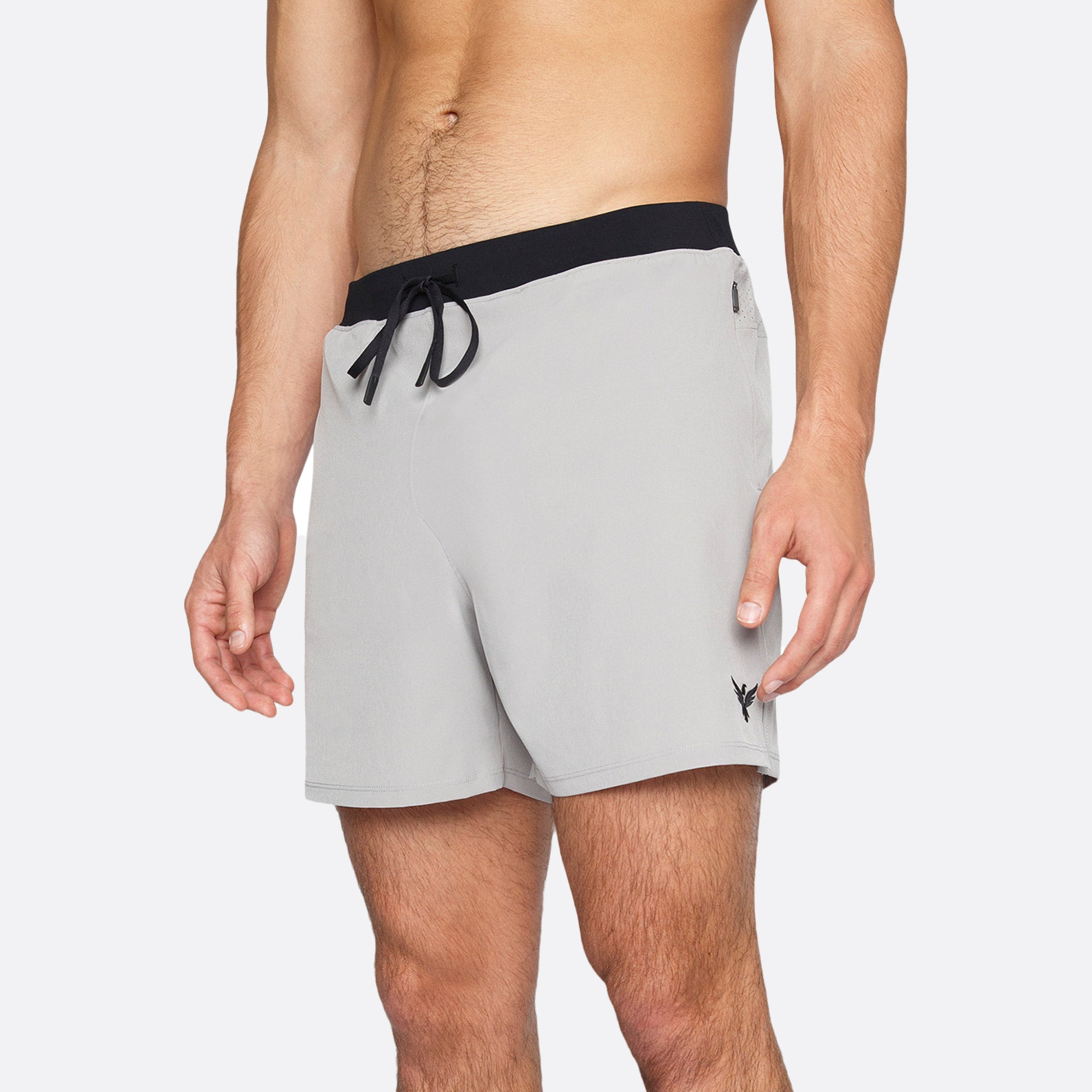 Yoga Crow™ Men's FLOW SHORTS with Liner Zippered Pockets in Aluminum