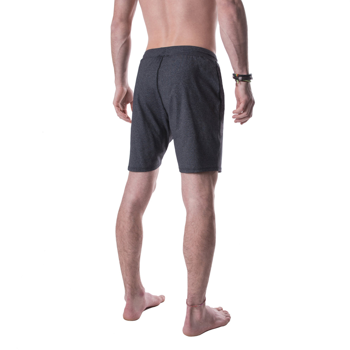 Yoga Crow™ Men's Pocketless Swerve Yoga Shorts with Liner in Heather Grey