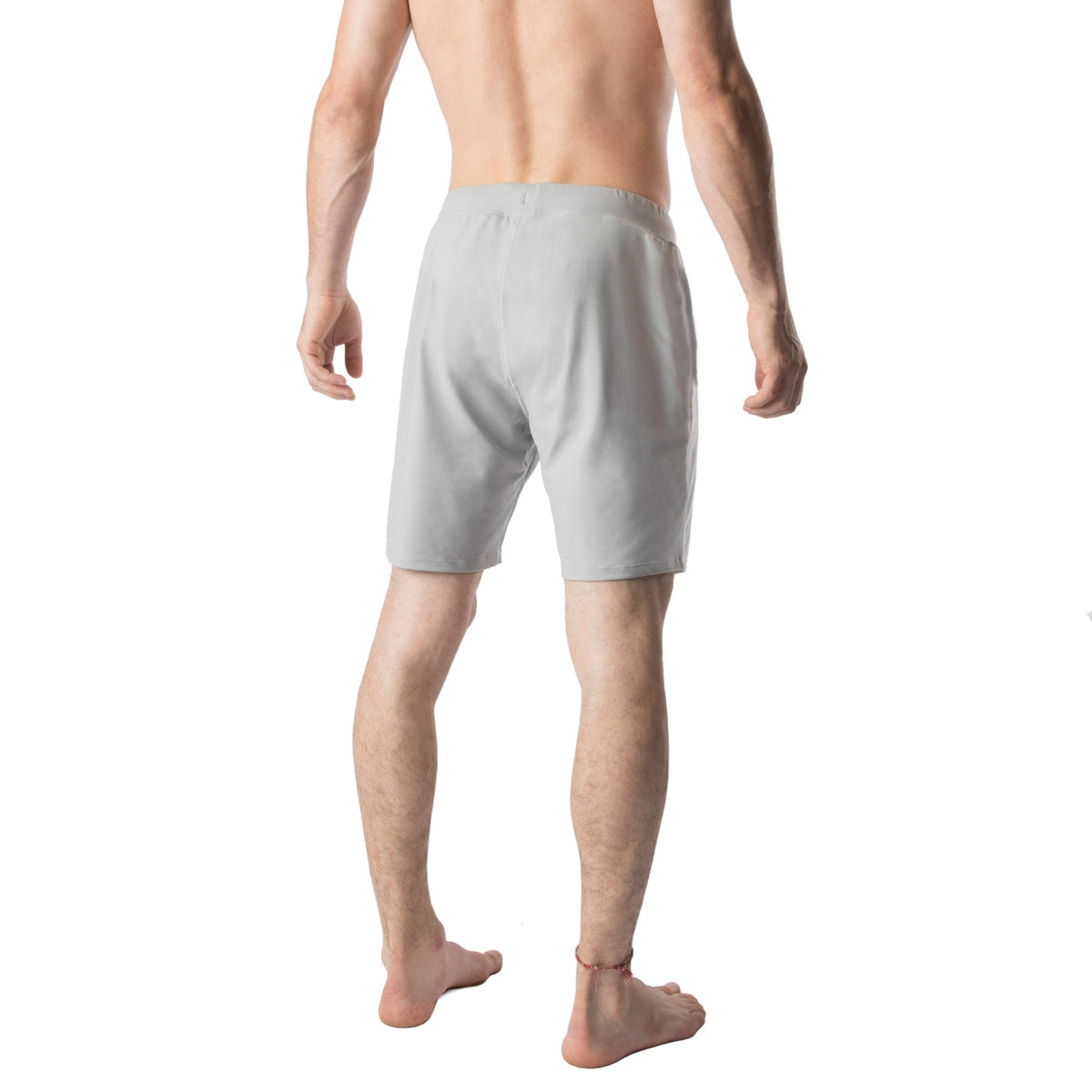 Yoga Crow™ Men's Pocketless Swerve Yoga Shorts with Liner in Light Grey