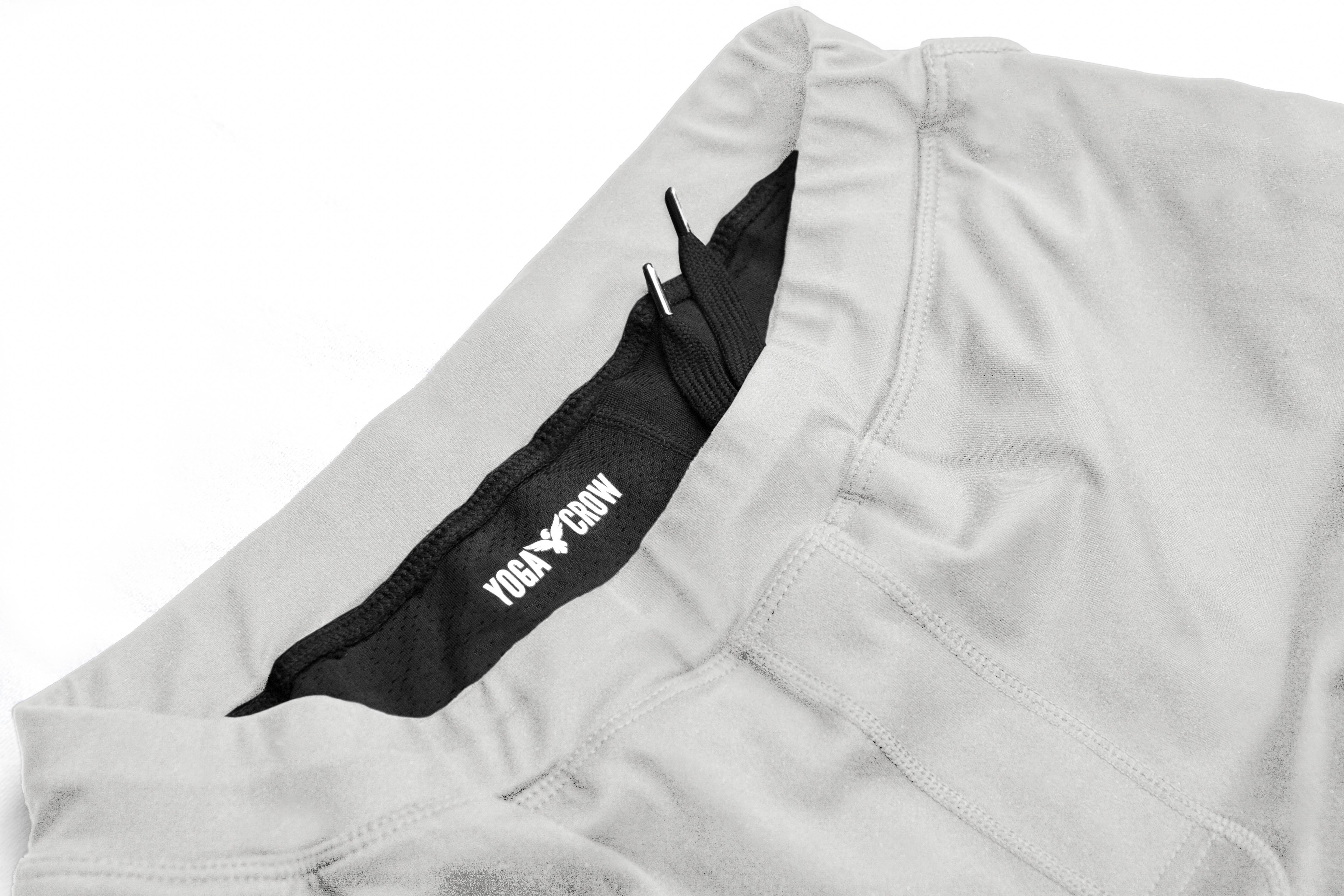 Yoga Crow™ Men's Pocketless Swerve Yoga Shorts with Liner in Light Grey